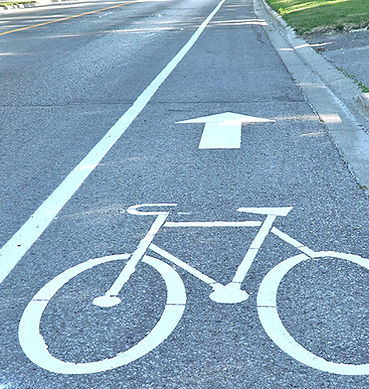 bike lane markings on pavement